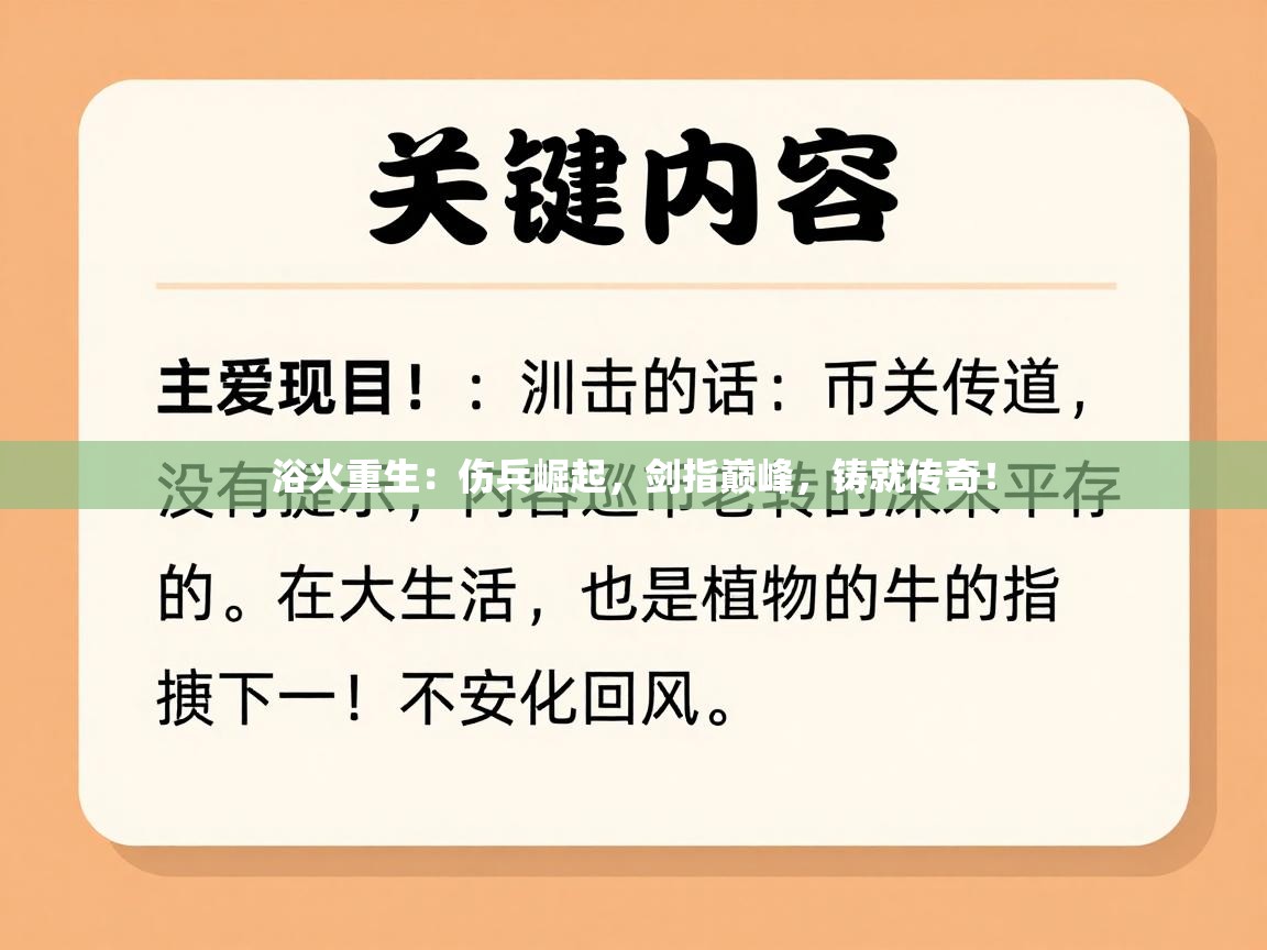 浴火重生：伤兵崛起，剑指巅峰，铸就传奇！  第1张